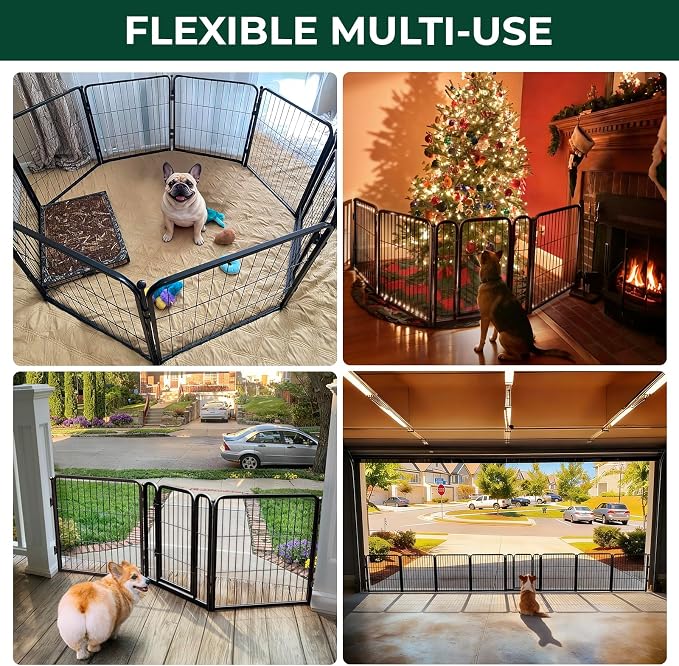 FXW Dog Gate Extra Wide Designed for Indoor Use, Adjustable Width Up to 69-inch Wide (24" H 3 Wire Panels for Puppies and Small Dogs), Black