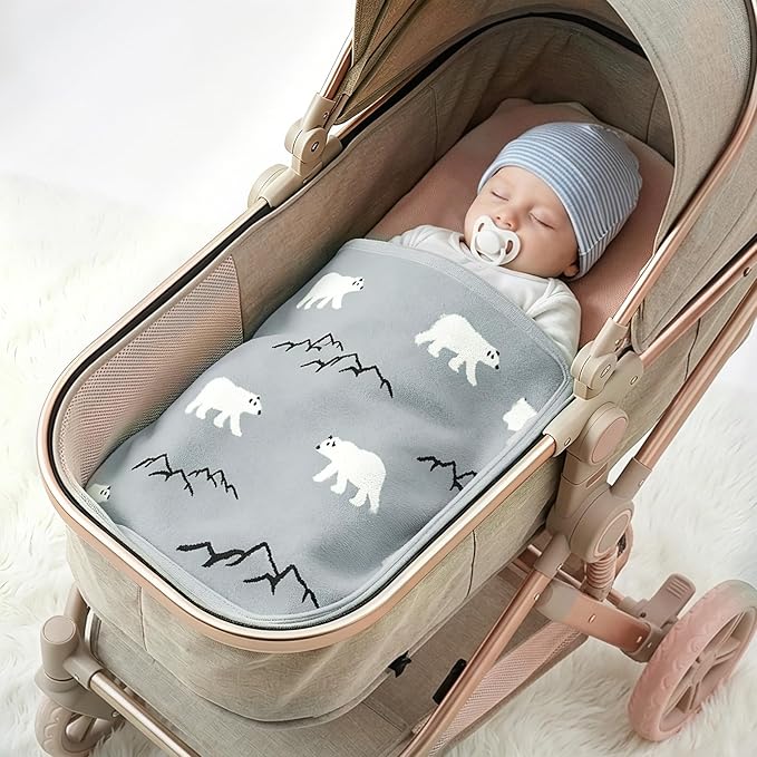 Receiving Baby Blanket,100% Luxury Cotton Knit Baby Blanket,Lightweight Cozy Neutral Swaddling Blanket for Newborns,Boys & Girls,Infant and Toddler