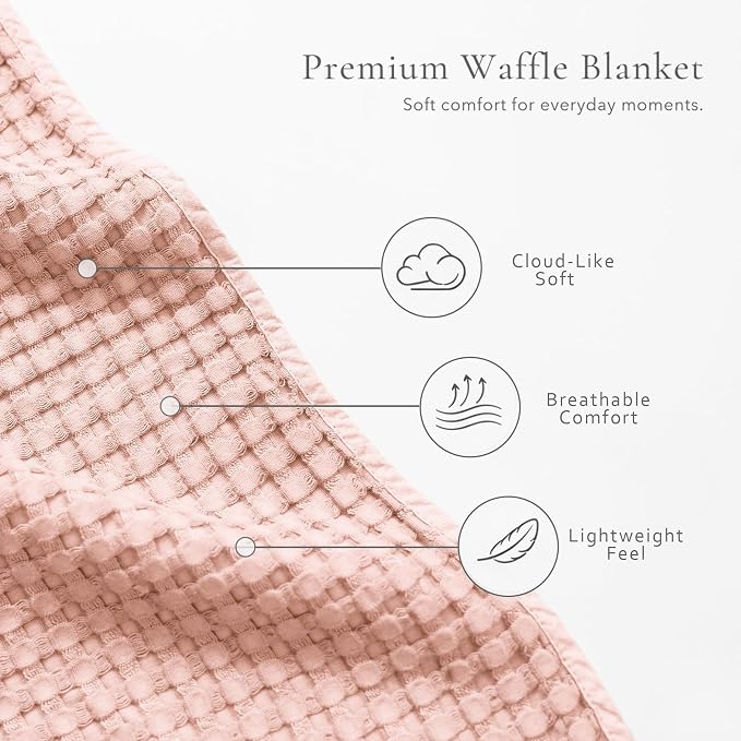 Konssy Waffle Baby Blanket - Soft & Cozy Nursery Swaddle Blanket, Lightweight Toddler Throw for Boys & Girls, Ideal for Wrapping(Pink)