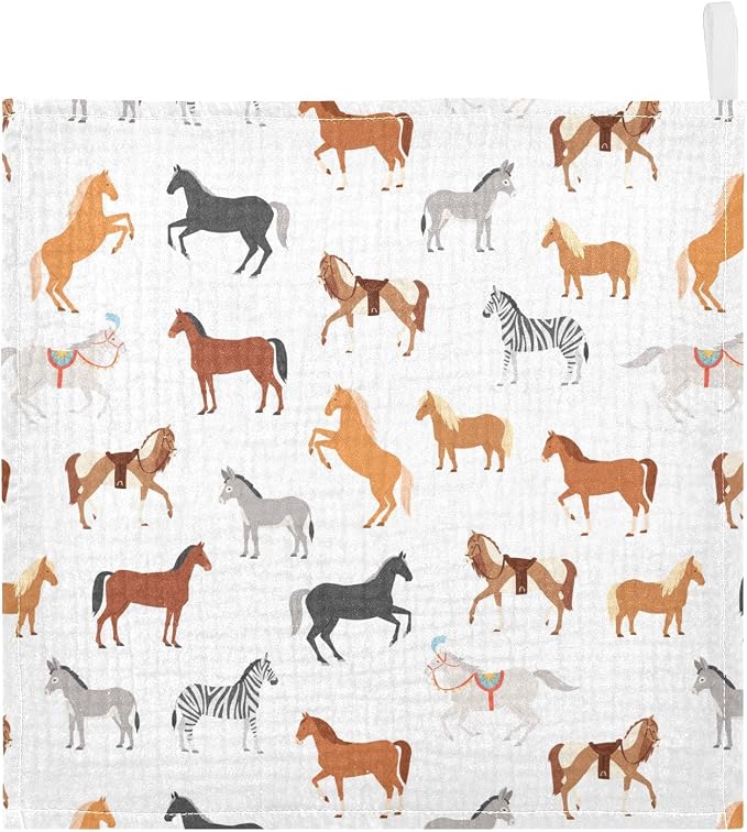 Vvfelixl Baby Washcloths Cotton Animal Print Muslin Washcloths Soft Baby Face Towel for Newborn Infants, 11.8 X 11.8 Inch, 3 Pack