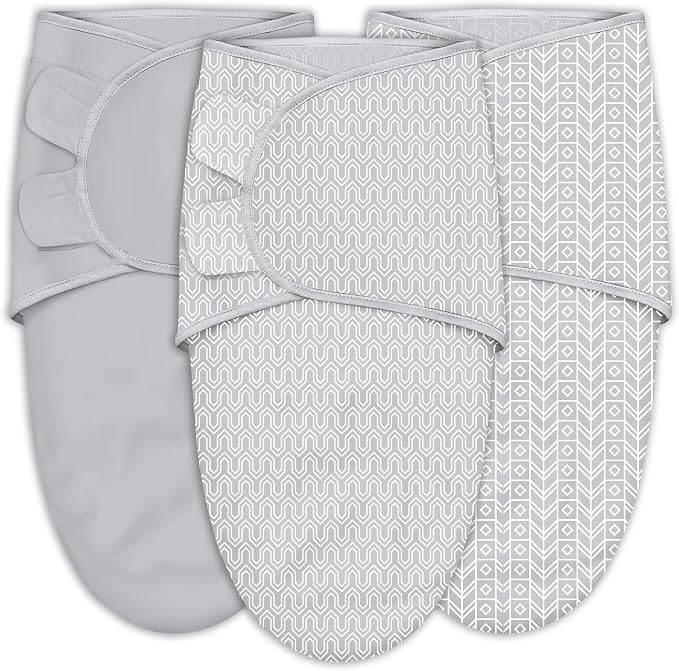 SWEET DOLPHIN 3-Pack Baby Swaddle Sleep Sacks - Newborn Swaddle Blanket with Soft Cotton - Ergonomic Wrap for Boys and Girls, 3-6 Months, Grey