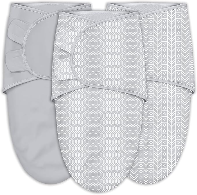 SWEET DOLPHIN 3-Pack Baby Swaddle Sleep Sacks - Newborn Swaddle Blanket with Soft Cotton - Ergonomic Wrap for Boys and Girls, 0-3 Months, Grey