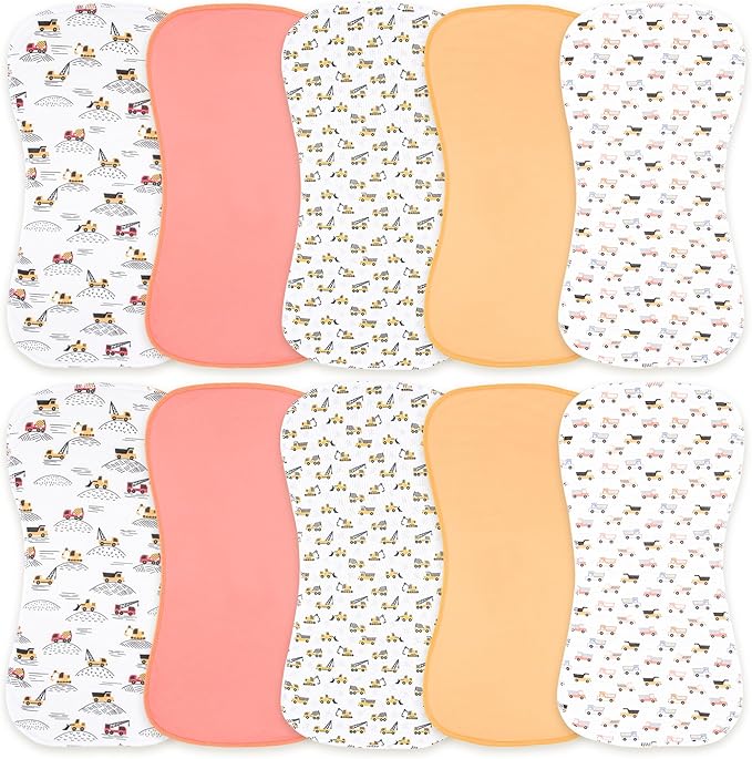 10-Pack Burp Cloths for Baby Boys and Girls - Organic Baby Burp Cloth,Baby Washcloths, Burp Rags, Large Neutral Burp Clothes for Newborn
