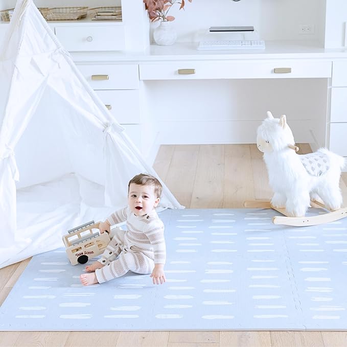 Little Landings Baby Play Mat for Floor - Shoreline (6x8ft) - Premium EVA Foam Play Mat for Babies & Toddlers (Ages 0-5+) Non-Toxic Playmat for Tummy Time, Crawling & Playroom - Stylish & Comfortable