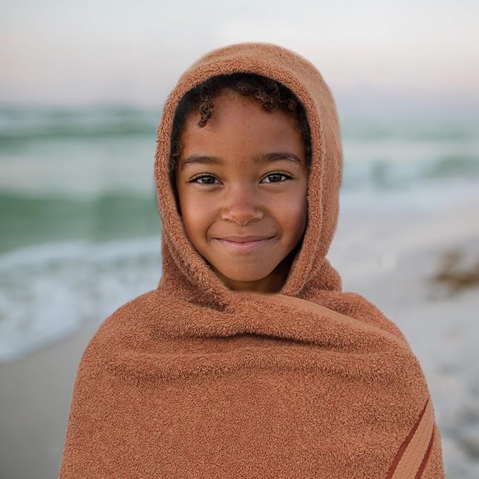 ORIGINAL KIDS Hooded Bath Towel Wrap - 2 Pack - Ultra Soft 100% Cotton Terry Large Oversized Hooded Kids Towel - Shower Pool Beach - 579 GSM Absorbent Quick Dry Plush Gift - 30 x 54 - Mocha