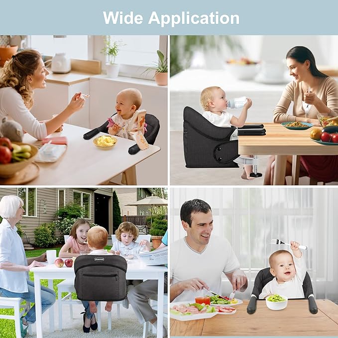 Hook On High Chair, Portable Foldable Clip On Baby Travel High Chair, Lightweight Feeding Seat with Storage Bag, BPA-Free Safety Harness for Home Restaurant (Brown)