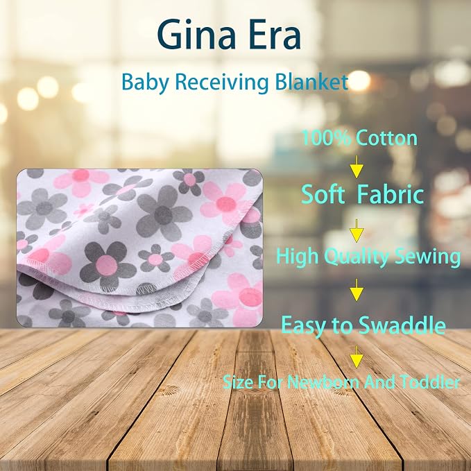 Gina Era Cotton Flannel Receiving Blankets Baby 8 Pcs, Baby Swaddle Blankets, Baby Flannel Blanket 30 X 30 Inch for Boy Girl (Style-15)