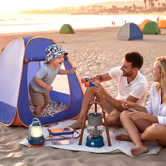 Meland Kids Camping Set with Tent - Camping Gear Toy with Pretend Play Outdoor Toy for Toddlers Birthday Gift
