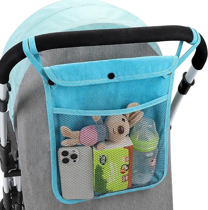 Accmor Universal Stroller Organizer, Mesh Bag Fits for Uppababy, Nuna, Britax, Doona Strollers, Non-Slip Adjustable Stroller Mesh Cargo Net Storage Caddy Accessories