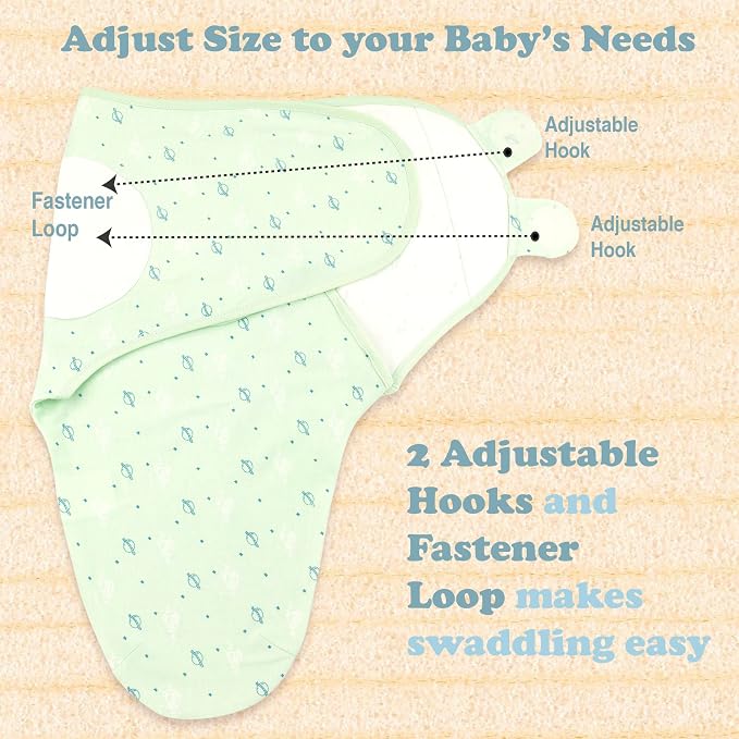 Swaddles for Newborn Boys – 3-Pack Infant Swaddles 0-3 Months – Adjustable Newborn Swaddle Sleep Sack – Soft Organic Cotton Baby Wrap for Safe & Cozy Sleep