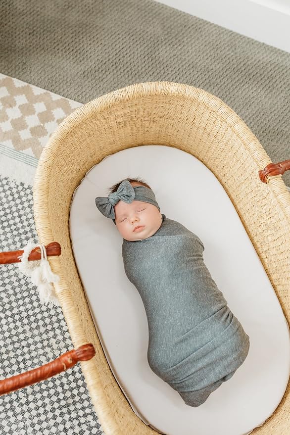 Copper Pearl Swaddle Blankets for Newborns | Soft Stretchy Receiving Blankets for Boys and Girls | Large 46 x 46 Inch Baby Blankets | Lightweight and Breathable Swaddles | Slate
