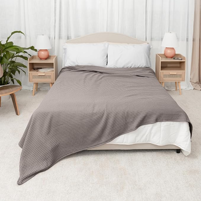 Comfy Cubs Waffle Blanket King, 108" x 90" - 100% Cotton Lightweight Breathable Bed Blanket - Soft Textured Thermal Weave for All Seasons – Decorative Cozy Layer for Couch, Sofa, or Bed - Charcoal