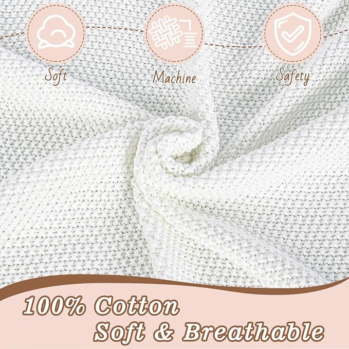 YOYI YOYI Cotton Baby Blanket Toddler Blankets Soft Warm Breathable Nursery Swaddling Blankets for Girls and Boys Receiving Blanket for Crib, Stroller, car 31x40inches (Milk)