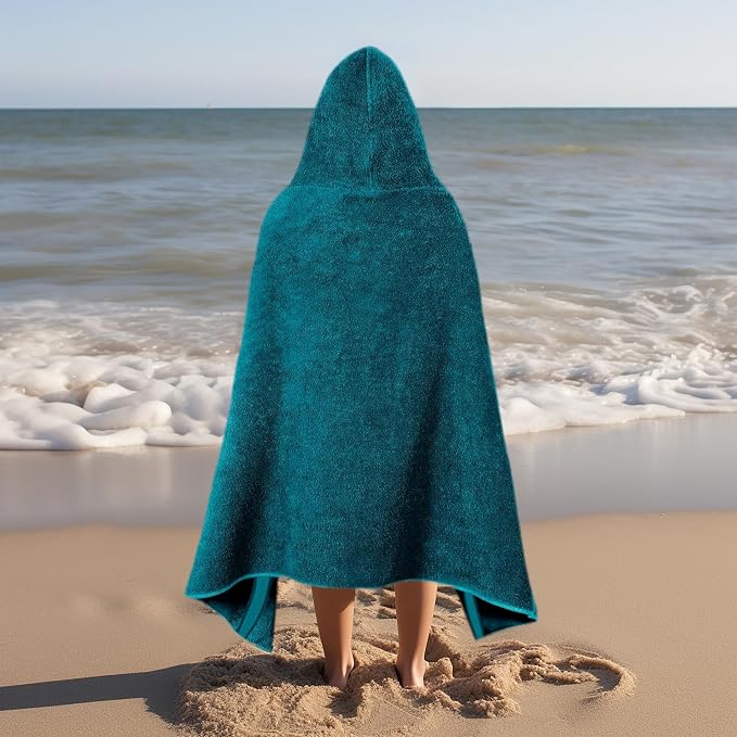 ORIGINAL KIDS Hooded Bath Towel Wrap - Ultra Soft 100% Cotton Terry Large Oversized Hooded Kids Towel - Toddler Big Kid Shower Pool Beach Towel - Absorbent Quick Dry Easy Care Gift - 30 x 54 - Teal