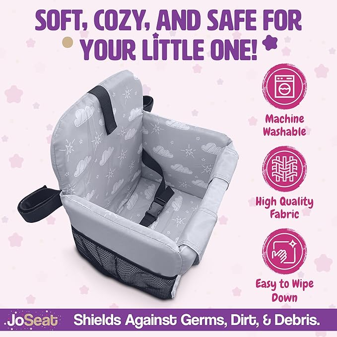 Shopping Cart Seat Cover for Baby, High Chair & Grocery Seat Protector, Padded Chair Covers for Restaurant Seats, Unisex Machine Washable Grocery Cart Liner & Swing Insert ??Grey Clouds