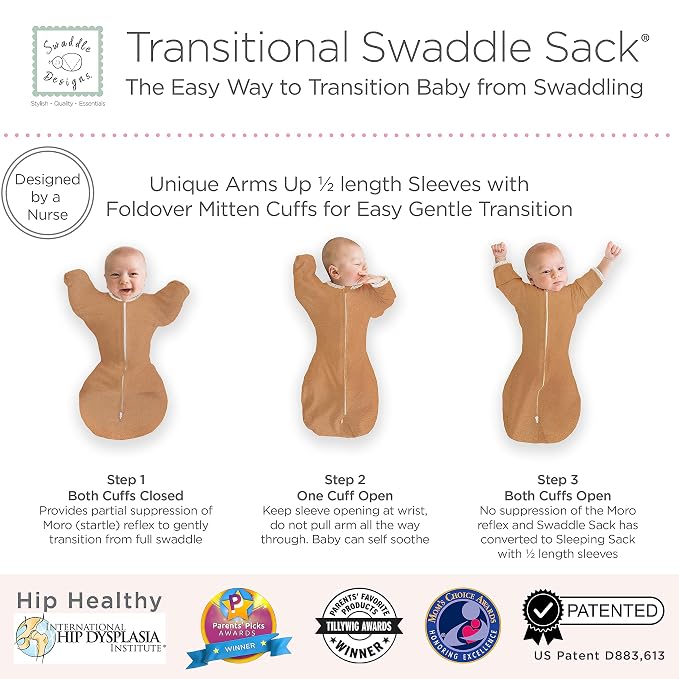 SwaddleDesigns 0-3 Mo Baby Sleep Set, Butterum and Watercolor Mountains & Trees, Transitional Swaddle Sack with Arms Up Half-Length Sleeves & Mitten Cuffs and Softest Cotton Muslin Crib Sheet