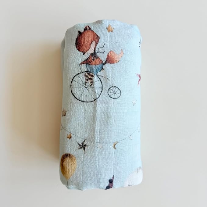 Ali+Oli Muslin Swaddle Blanket for Baby (Circus) Large 47" x 47" Soft Rayon Made from Bamboo & Organic Cotton, Machine Washable Receiving Blanket Wrap for Newborn to Toddler