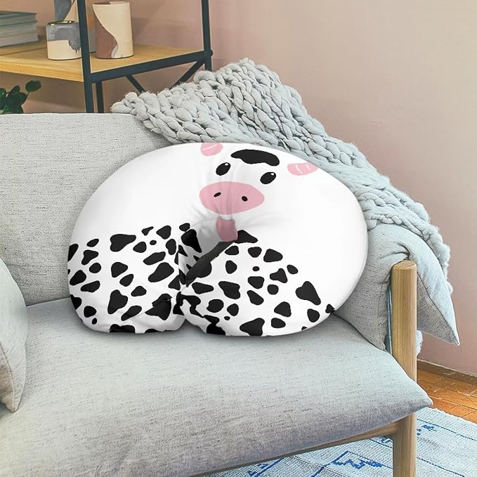 Cute Cow Baby Nursing Pillow Case with Hidden Zipper Washable Skin-Friendly Bottle and Breastfeeding Pillow Cover for Boys and Girls