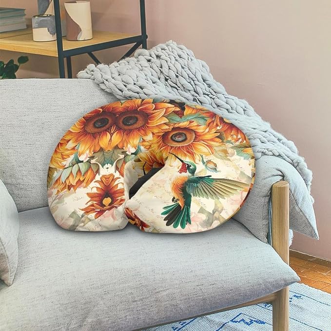 Sunflower Hummingbird Ultra Soft Comfortable Breast Feeding Pillow Covers with Hidden Zipper Skin-Friendly Fabric Nursing Pillow Support Cover for Home Bedroom Sofa Decor