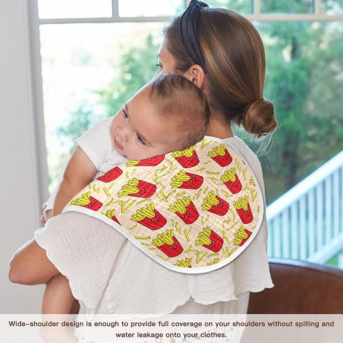 vvfelixl Muslin Burp Cloths Colorful French Fries Baby Washcloths for Baby Girl Boys 2 Pack