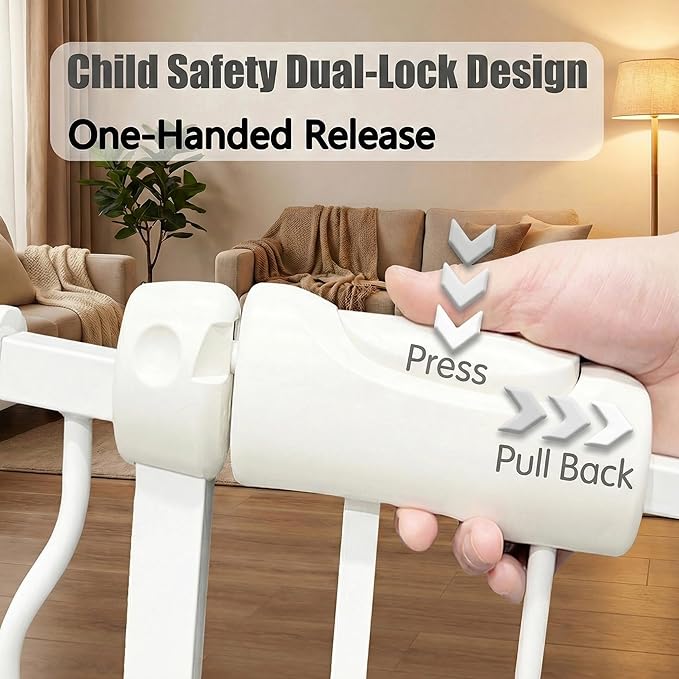 Extra Wide Baby Gate - 62-67 Inch Tension Mounted Safety Child & Pet Gate - White Metal - Walk Through - Long - for House Doorways & Stairs