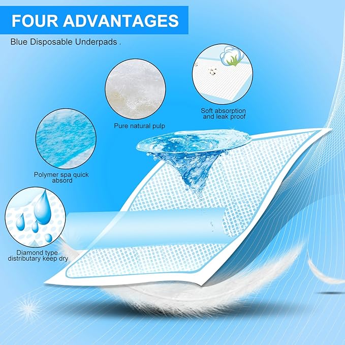 Organic Cotton Baby Disposable Changing Pad, 100 Count Ultra Absorbent & Waterproof Super Soft, Quilted Underpads for Baby Diaper Table & Travel 13X18 inch- Extra Thick