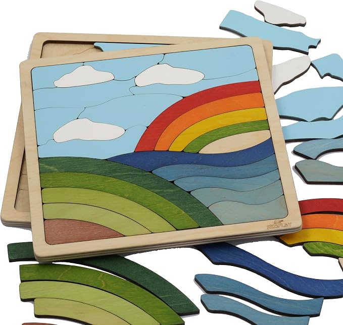 Rainbow Puzzle for Kids | 26 Pieces Wooden Jigsaw Puzzle | Learning Toy and Gift for Boys Girls Ages 3 Years and Above