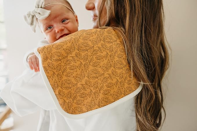 Copper Pearl Premium Baby Burp Cloths - 3-Pack Large Cotton Burp Cloths, Extra Soft Spit Up Rags with 3 Absorbent Layers, Perfect for Baby Boy and Baby Girl Gifts