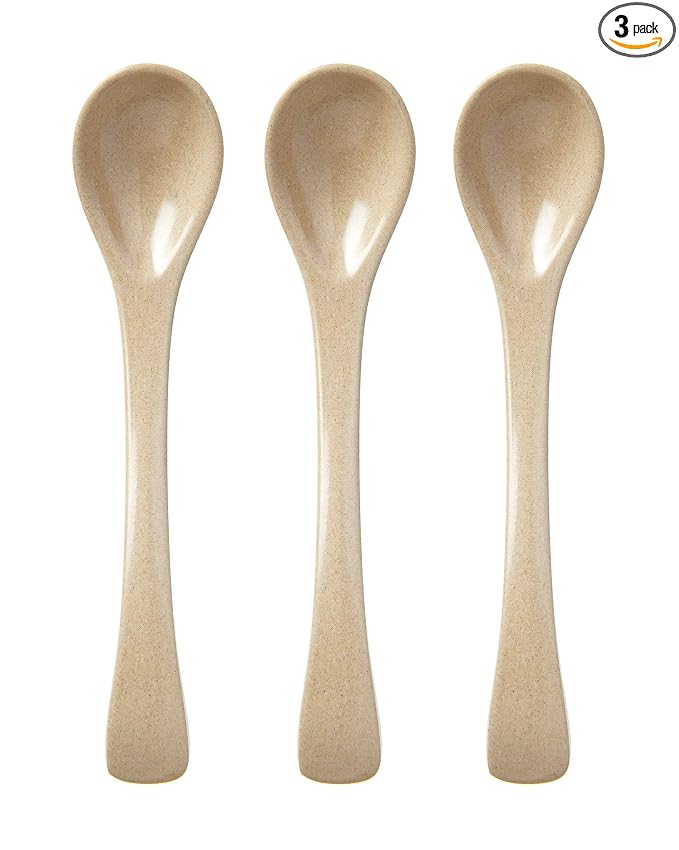 Nuby Eco-Friendly Natural Rice Husk 3 Piece Spoon Set- 3 Pack, 6+ Months- Fully Compostable and Biodegrable