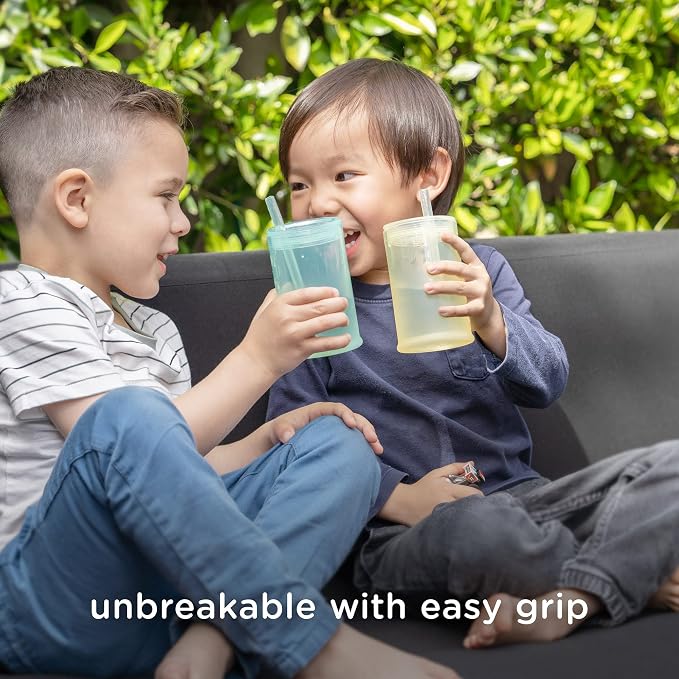 Olababy Silicone Training Cup with Straw Lid Bundle 5oz Mint + 9oz Lemon