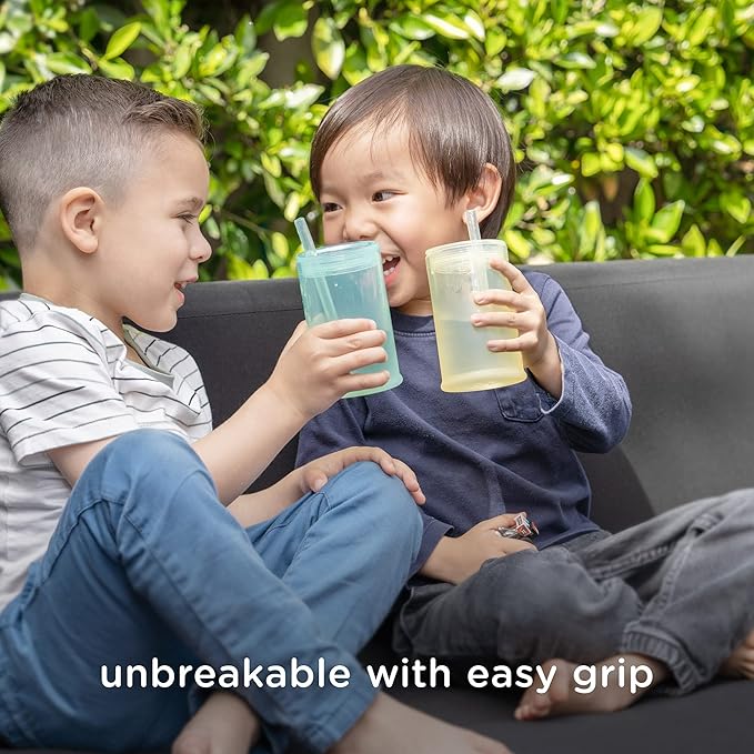 Olababy Silicone Training Cup with Straw Lid Bundle 5oz Lemon + 9oz Mint