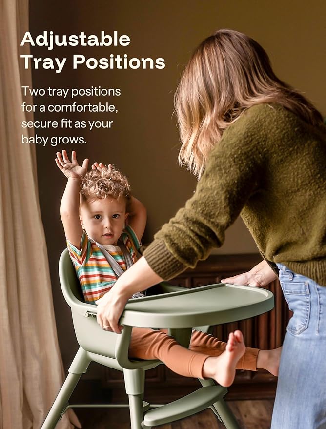 HARPPA 2 in 1 Baby High Chair for Babies and Toddlers, Convertible High Chairs with Removable Double Tray, Waterproof PU Seat Cushion, Anti-Slip Footrest and 5-Point Harness for 6??6 Months, Sage