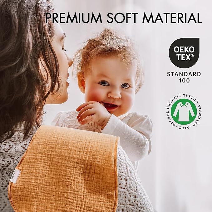 Muslin Burp Cloths for Baby,Organic Burping Cloths for Babies Boys Girls,Spit Up Rags Extra Soft and Absorbent 10 Pack