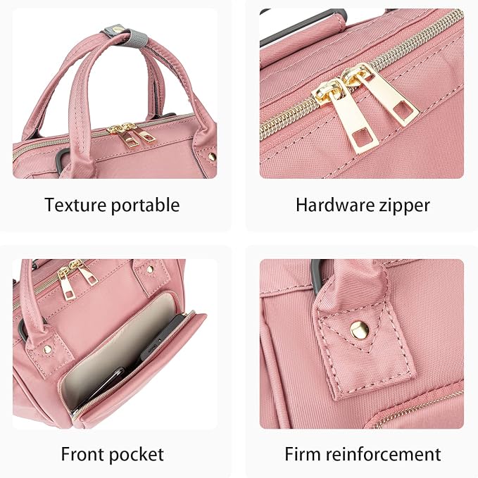 Lmbabter Baby Diaper Bag Nappy Backpack Waterproof Multi-Function Convertible Mini Smart Diaper Bag Backpack for Outdoor (Pink)