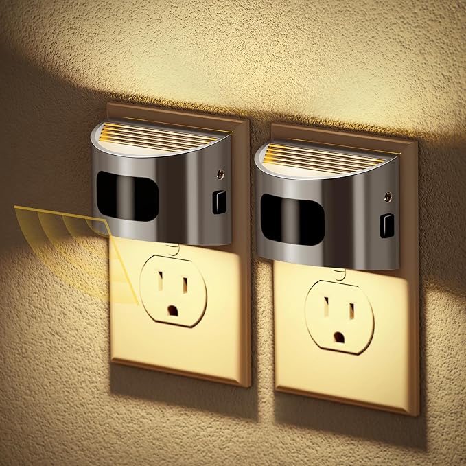 JandCase Motion Sensor Night Light, Night Lights Plug into Wall, Dusk to Dawn Sensor Nightlight with Motion Activated, 30/60/100lm Brightness Dimmable, 3000K Warm White, for Kids Bedroom Hallway