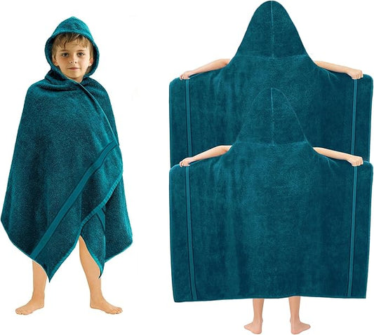 ORIGINAL KIDS Hooded Bath Towel Wrap - 2 Pack Ultra Soft 100% Cotton Terry Large Oversized Hooded Kids Towel - Shower Pool Beach - 579 GSM Absorbent Quick Dry Plush Gift - 30 x 54 - Teal