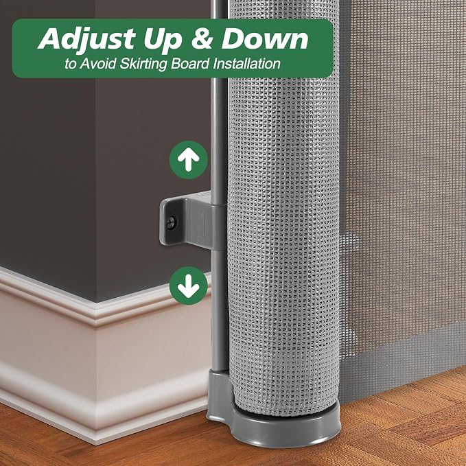24" Tall X 80" Wide Retractable Baby Gates, Short Dog Gates to Step Over, Reinforced Mesh Pet Gate with Support Rods, Small Puppy Gates for The House, Gray