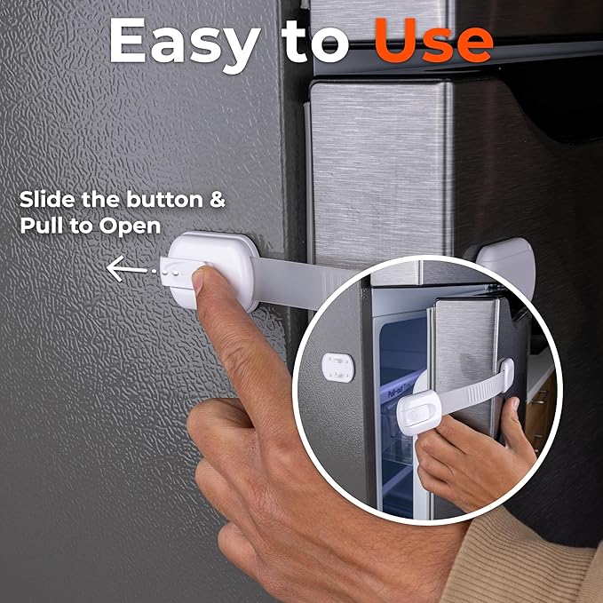 6-Pack Cabinet Locks Baby Proofing - Childproof Locks for Cabinets, Drawers, Cupboard, Refrigerator, Toilet Seat, Trash Can, Dishwasher