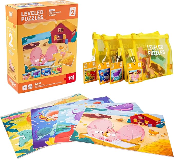 TOI Leveled Puzzles for Kids Aged 2.5 and Up, Toddler Puzzle Preschool Learning Jigsaw Puzzles, Large Pieces Educational Game for Boys Girls, Classic Education Step 2