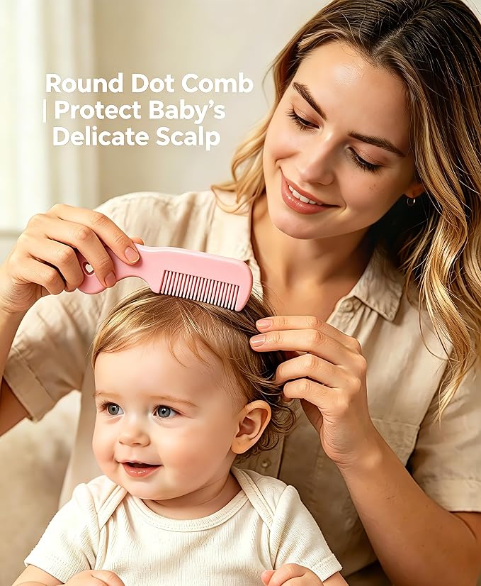 Cradle Cap Brush Baby Hair Brush and Comb Set for Newborns, Baby Bath Brush Soft Wool Hairbrush Silicone Massage Brush