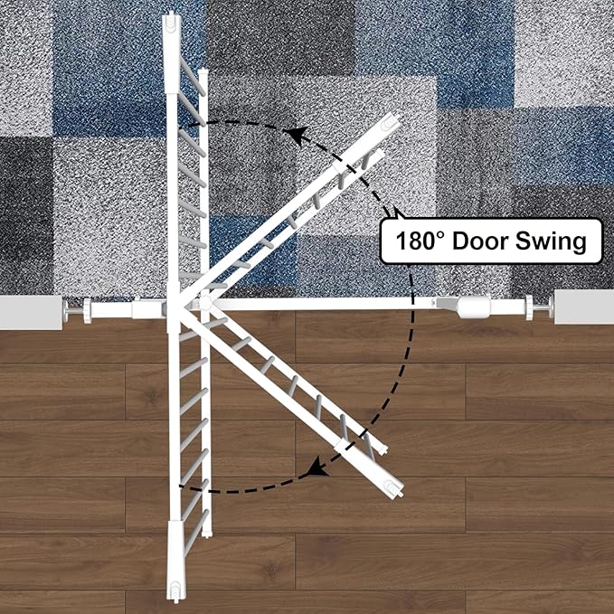 Extra Tall 40.55" Gate, 46.45"-62.99" Extra Tall and Wide Dog Gate,Extra Wide Baby Gates Pressure Mounted Walk Through for Doorways,Stairs, Kitchen White