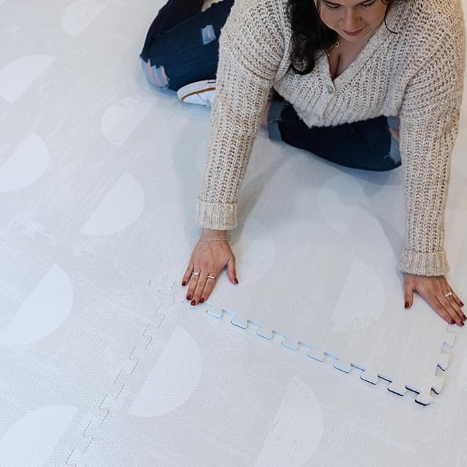 Little Landings Baby Play Mat for Floor - Aura Pearl (6x6ft) - Premium EVA Foam Play Mat for Babies & Toddlers (Ages 0-5+) Non-Toxic Playmat for Tummy Time, Crawling & Playroom - Stylish & Comfortable