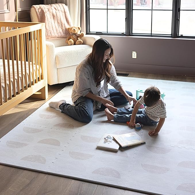 Little Landings Baby Play Mat for Floor - Aura Oat (6x6ft) - Premium EVA Foam Play Mat for Babies & Toddlers (Ages 0-5+) Non-Toxic Playmat for Tummy Time, Crawling & Playroom - Stylish & Comfortable