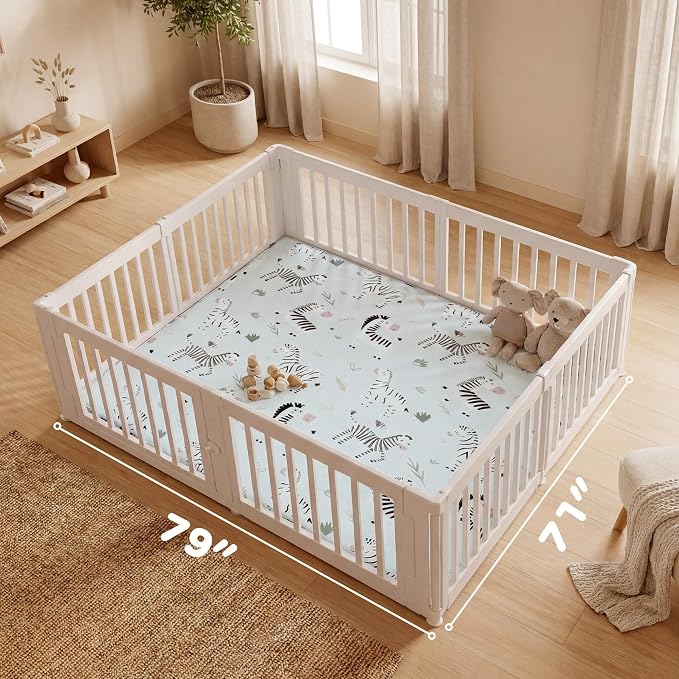 1.5" Thick Premium Baby Floor Play Mat, 71x79 Over-Sized Padded Memory Foam Mat, Tummy Time Crawling Playmat for Nursery Kids Playroom, Zebra