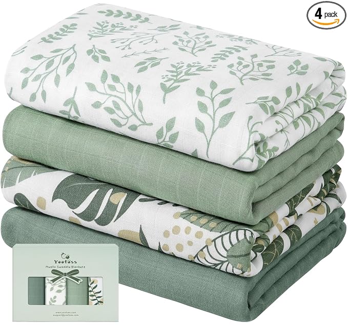 Yoofoss Muslin Swaddle Blankets, Organic Baby Blankets, 47 x 47 Inches Receiving Blanket for Baby Boys and Girls, Baby Essentials for Newborns Soft Breathable