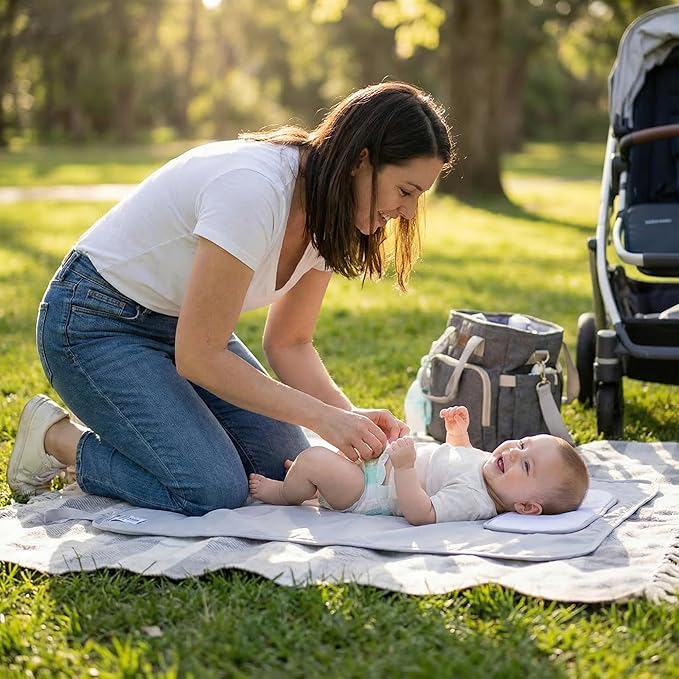 Hamur Home Portable Changing Pad ??Waterproof, Washable & Easy Wipe Clean, Foldable Travel Baby Changing Mat for Diaper Bag, Compact & Lightweight, Must-Have for Newborns (Solid Green)