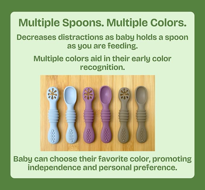 6 Pack Baby Led Weaning Silicone Spoons (Purple)