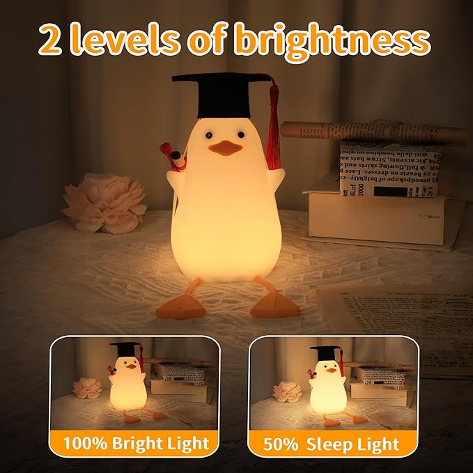 Attivolife Preschool Graduation Gift - Duck Night Light with Dimmable, LED Silicone Lamp, 2024 Cute Kindergarten Pre-K Graduation Gift for Kid Boy Girl