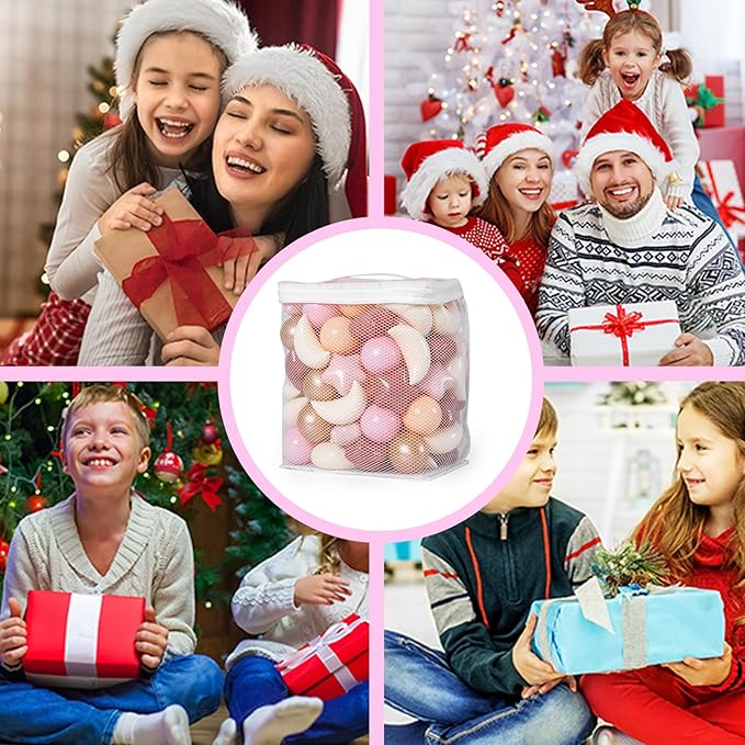 GOGOSO Ball Pit Balls Stars Moon Shapes Plastic Pitballs for Toddler Play Tent Baby Photo Props Kids Pool Water Toys Kiddie Pool Party Decor,Brown Pink, 100pcs