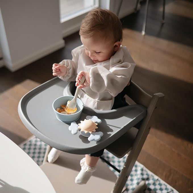 mushie Dinnerware Cutlery Set of 3 For Kids | Made in Denmark (Powder Blue)